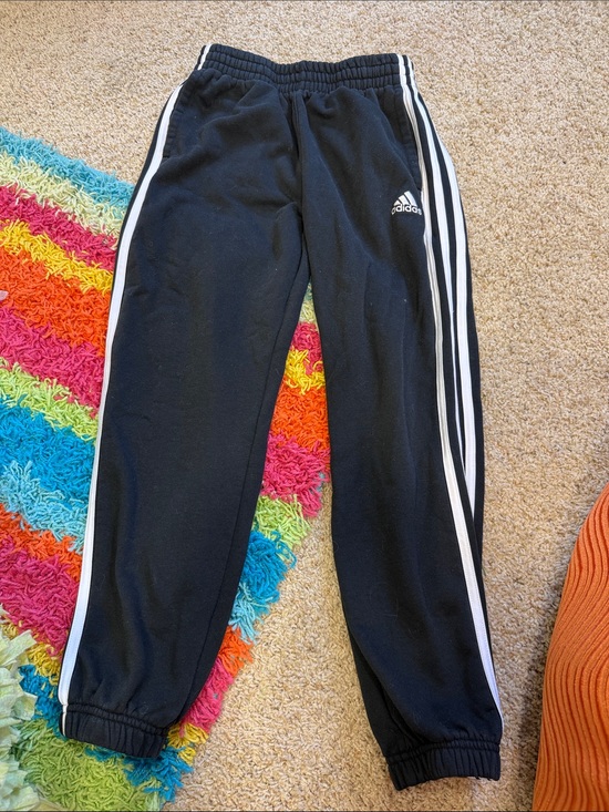 adidas Other - Boys, Med/10-12, adidas Black Jogger Sweatpants with White Three-Stripes, nice